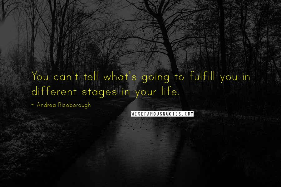 Andrea Riseborough Quotes: You can't tell what's going to fulfill you in different stages in your life.