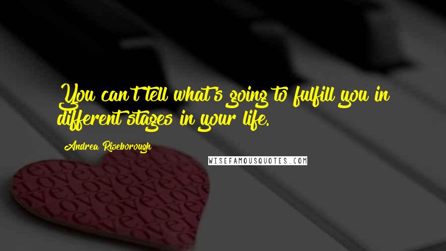 Andrea Riseborough Quotes: You can't tell what's going to fulfill you in different stages in your life.
