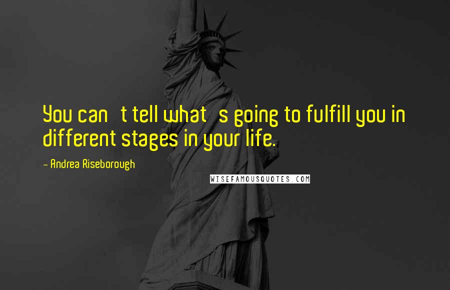 Andrea Riseborough Quotes: You can't tell what's going to fulfill you in different stages in your life.