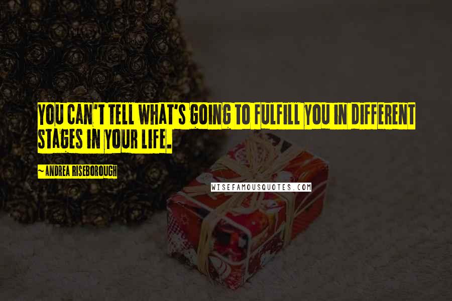 Andrea Riseborough Quotes: You can't tell what's going to fulfill you in different stages in your life.