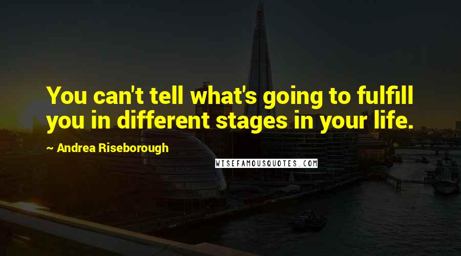 Andrea Riseborough Quotes: You can't tell what's going to fulfill you in different stages in your life.