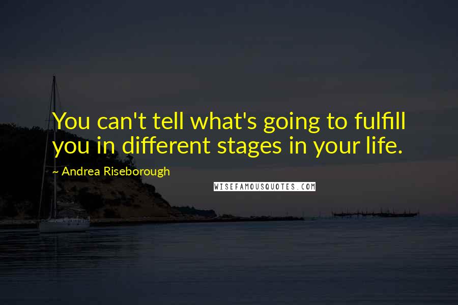 Andrea Riseborough Quotes: You can't tell what's going to fulfill you in different stages in your life.