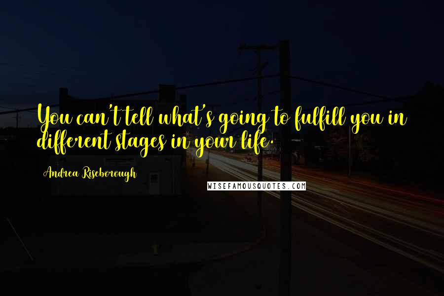 Andrea Riseborough Quotes: You can't tell what's going to fulfill you in different stages in your life.