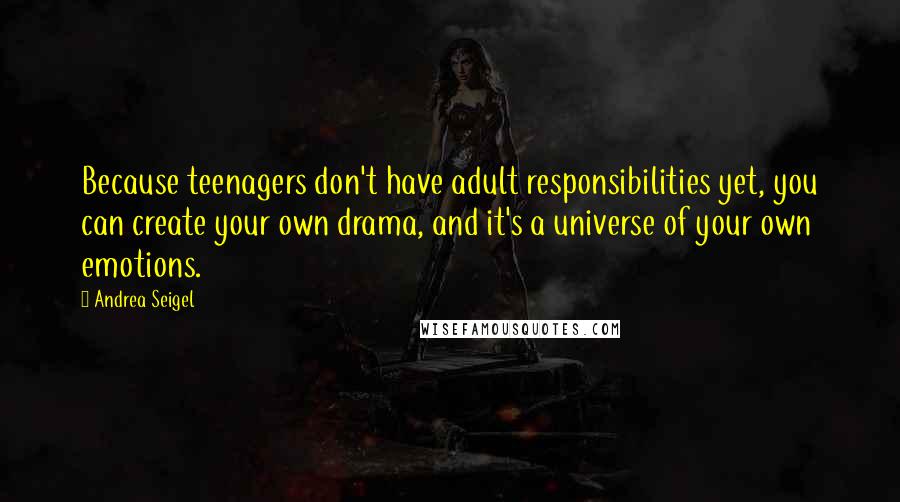 Andrea Seigel Quotes: Because teenagers don't have adult responsibilities yet, you can create your own drama, and it's a universe of your own emotions.