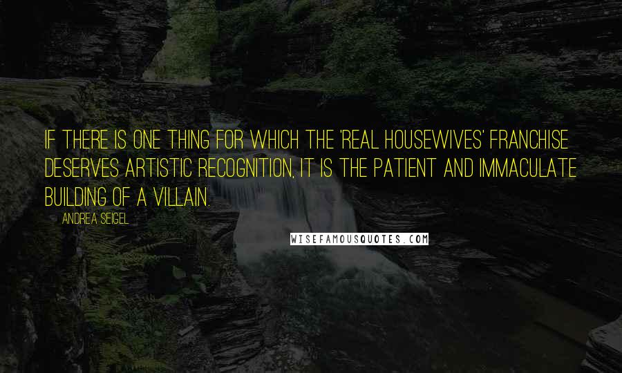 Andrea Seigel Quotes: If there is one thing for which the 'Real Housewives' franchise deserves artistic recognition, it is the patient and immaculate building of a villain.