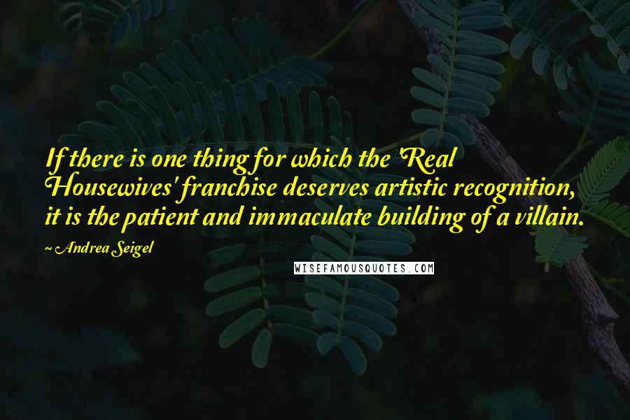 Andrea Seigel Quotes: If there is one thing for which the 'Real Housewives' franchise deserves artistic recognition, it is the patient and immaculate building of a villain.