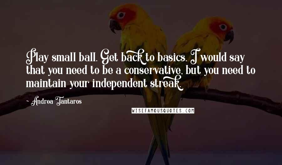 Andrea Tantaros Quotes: Play small ball. Get back to basics. I would say that you need to be a conservative, but you need to maintain your independent streak.