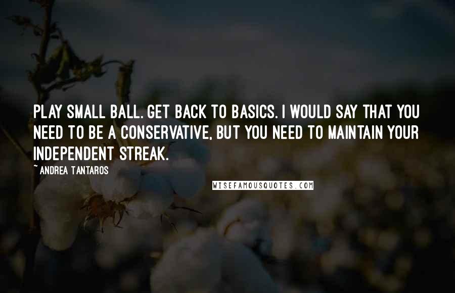 Andrea Tantaros Quotes: Play small ball. Get back to basics. I would say that you need to be a conservative, but you need to maintain your independent streak.