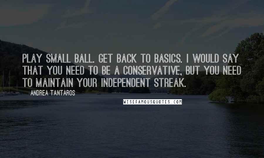 Andrea Tantaros Quotes: Play small ball. Get back to basics. I would say that you need to be a conservative, but you need to maintain your independent streak.