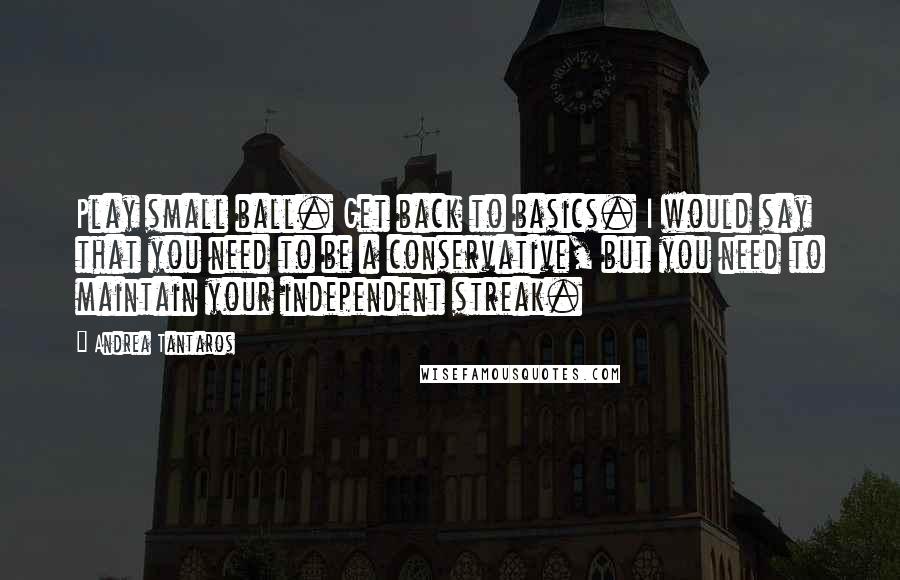 Andrea Tantaros Quotes: Play small ball. Get back to basics. I would say that you need to be a conservative, but you need to maintain your independent streak.