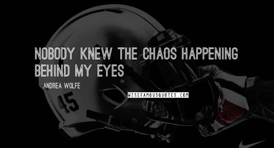 Andrea Wolfe Quotes: Nobody knew the chaos happening behind my eyes