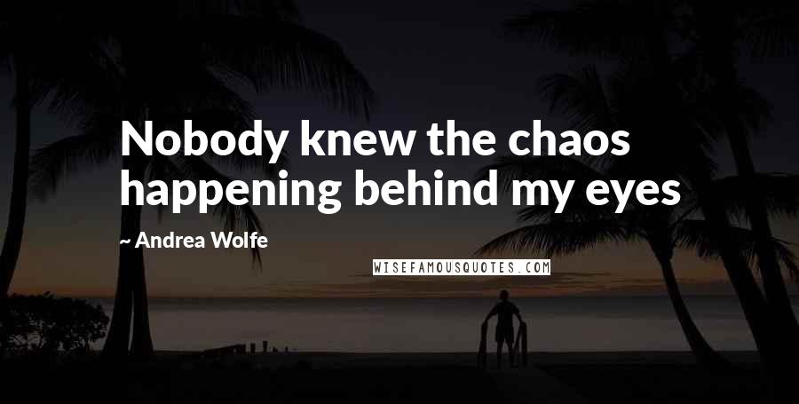 Andrea Wolfe Quotes: Nobody knew the chaos happening behind my eyes