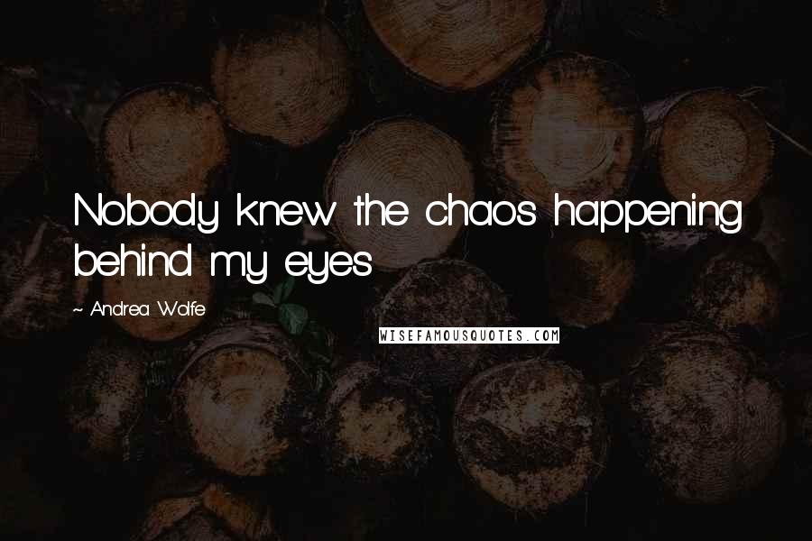 Andrea Wolfe Quotes: Nobody knew the chaos happening behind my eyes