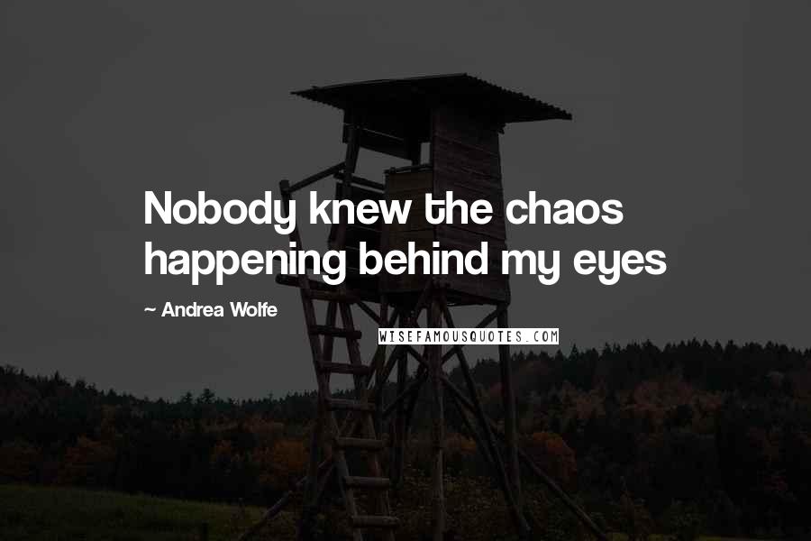 Andrea Wolfe Quotes: Nobody knew the chaos happening behind my eyes