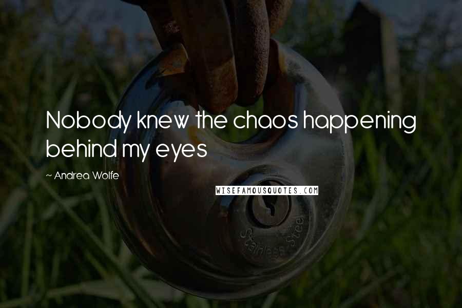 Andrea Wolfe Quotes: Nobody knew the chaos happening behind my eyes