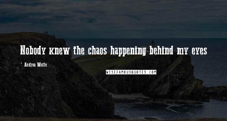 Andrea Wolfe Quotes: Nobody knew the chaos happening behind my eyes