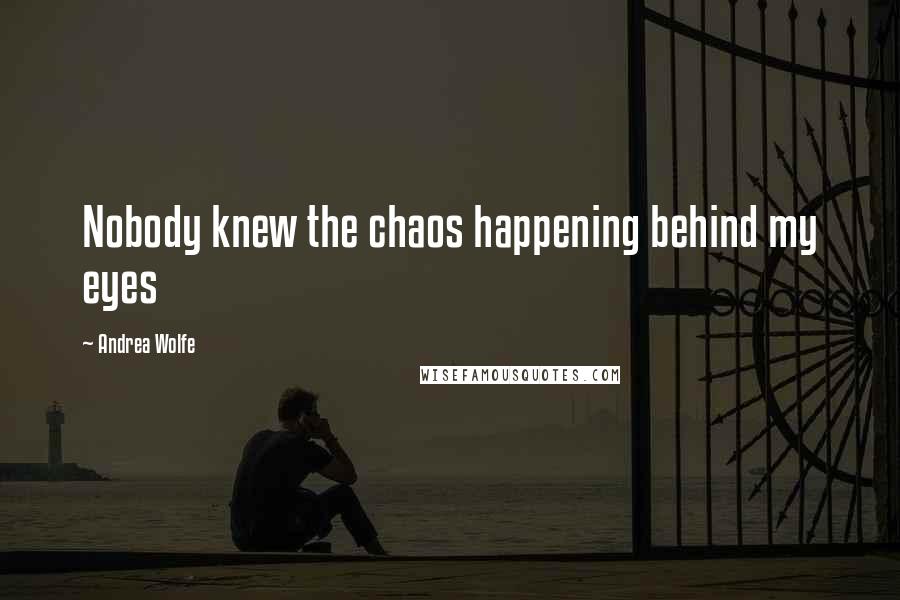 Andrea Wolfe Quotes: Nobody knew the chaos happening behind my eyes