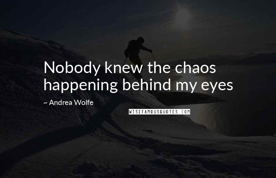 Andrea Wolfe Quotes: Nobody knew the chaos happening behind my eyes