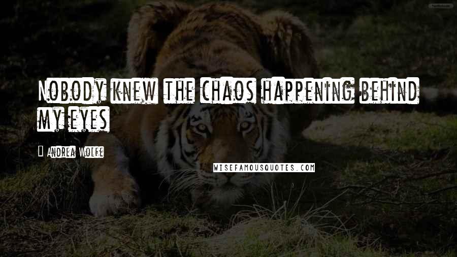 Andrea Wolfe Quotes: Nobody knew the chaos happening behind my eyes