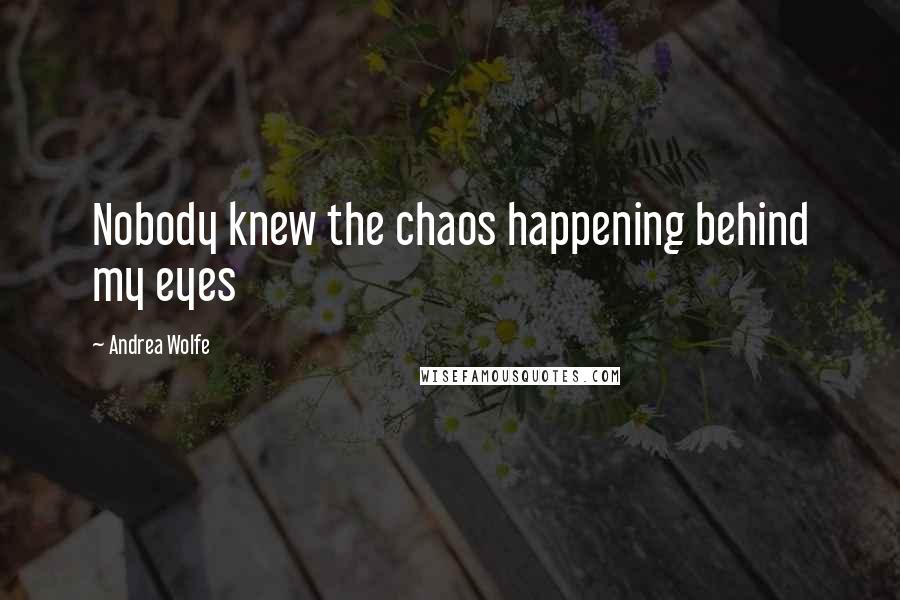 Andrea Wolfe Quotes: Nobody knew the chaos happening behind my eyes