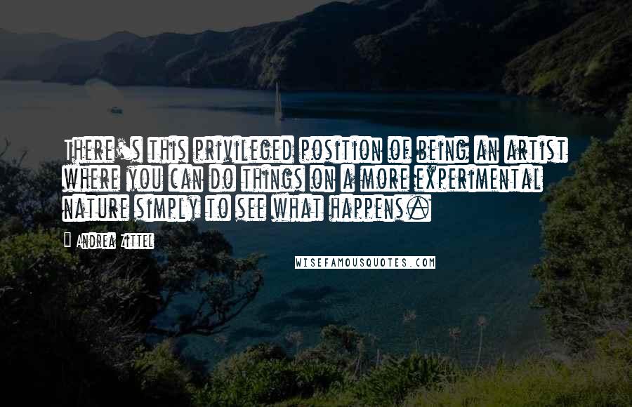 Andrea Zittel Quotes: There's this privileged position of being an artist where you can do things on a more experimental nature simply to see what happens.