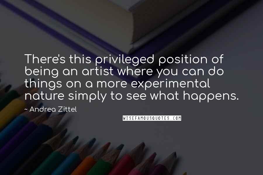 Andrea Zittel Quotes: There's this privileged position of being an artist where you can do things on a more experimental nature simply to see what happens.