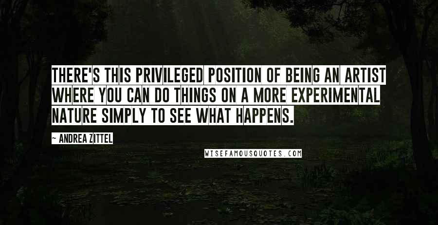 Andrea Zittel Quotes: There's this privileged position of being an artist where you can do things on a more experimental nature simply to see what happens.