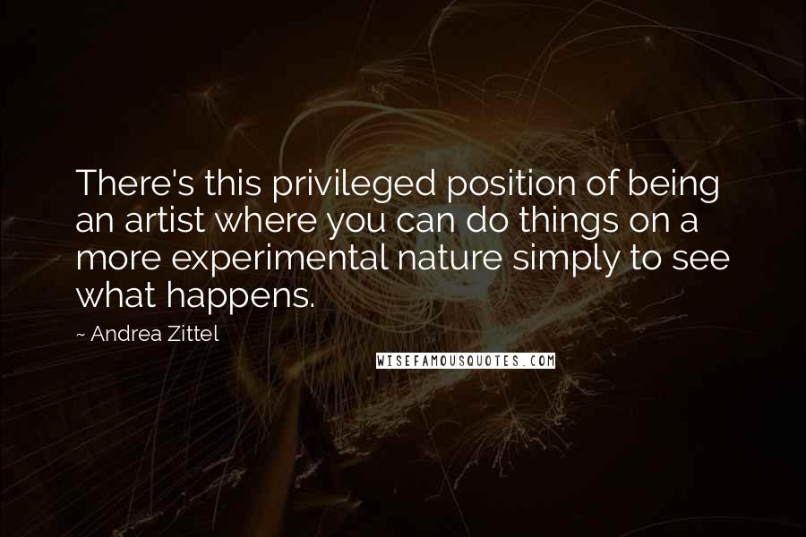 Andrea Zittel Quotes: There's this privileged position of being an artist where you can do things on a more experimental nature simply to see what happens.