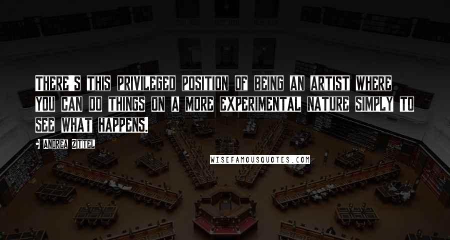Andrea Zittel Quotes: There's this privileged position of being an artist where you can do things on a more experimental nature simply to see what happens.