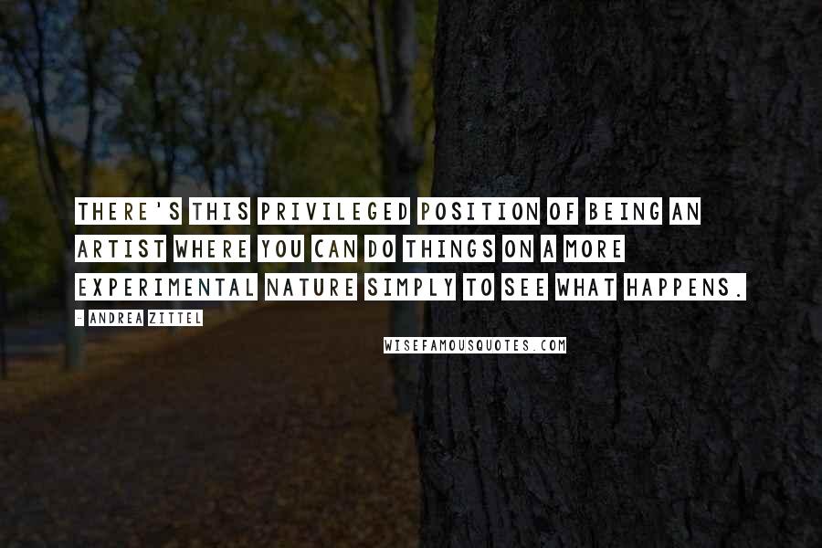 Andrea Zittel Quotes: There's this privileged position of being an artist where you can do things on a more experimental nature simply to see what happens.