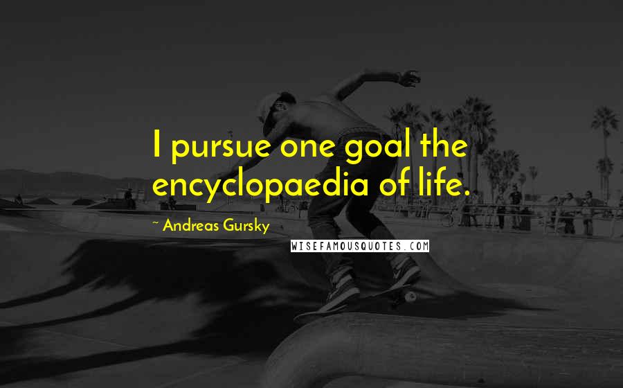Andreas Gursky Quotes: I pursue one goal the encyclopaedia of life.
