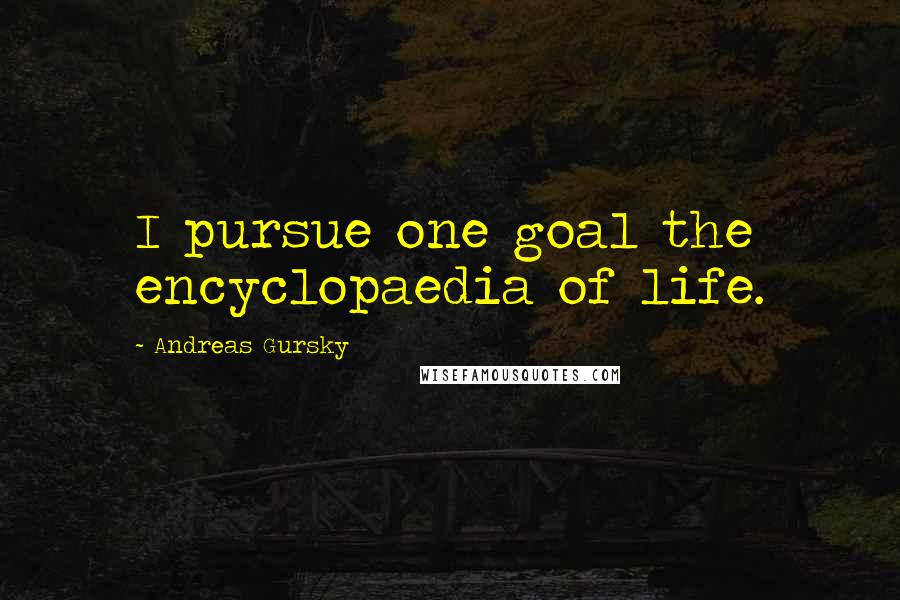 Andreas Gursky Quotes: I pursue one goal the encyclopaedia of life.