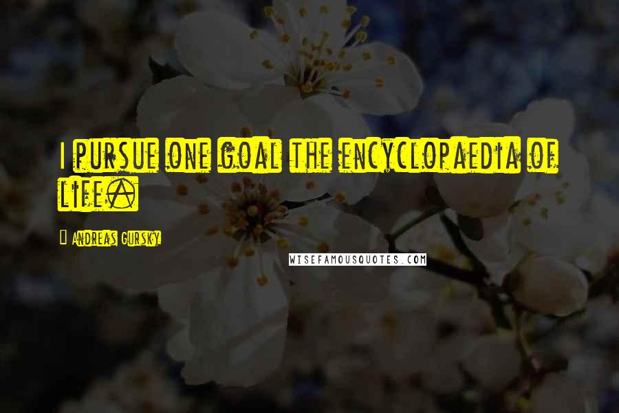 Andreas Gursky Quotes: I pursue one goal the encyclopaedia of life.