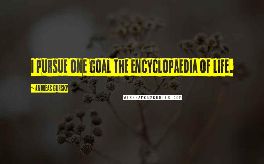 Andreas Gursky Quotes: I pursue one goal the encyclopaedia of life.