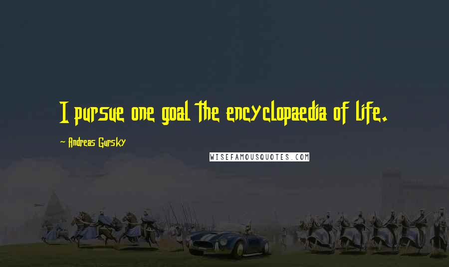 Andreas Gursky Quotes: I pursue one goal the encyclopaedia of life.