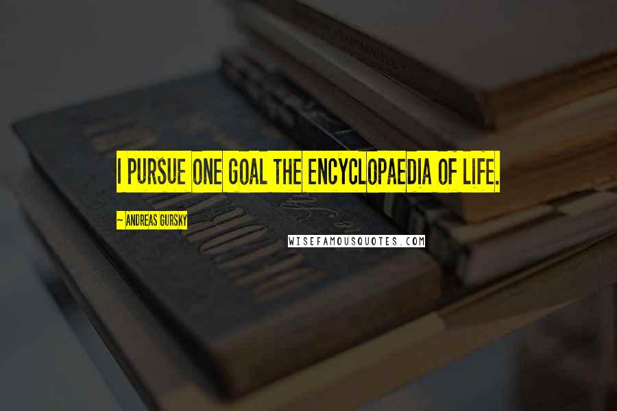 Andreas Gursky Quotes: I pursue one goal the encyclopaedia of life.