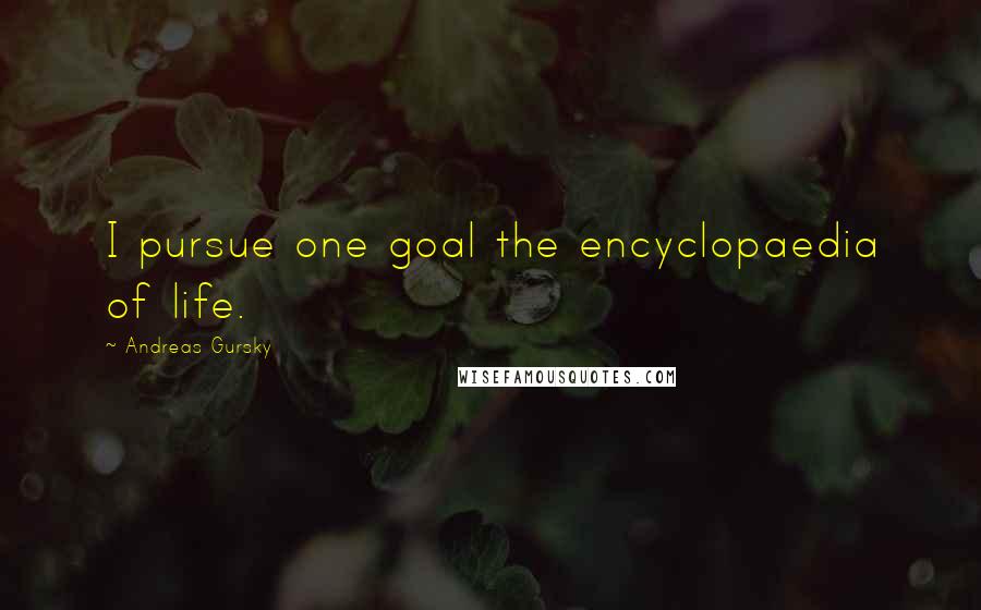 Andreas Gursky Quotes: I pursue one goal the encyclopaedia of life.