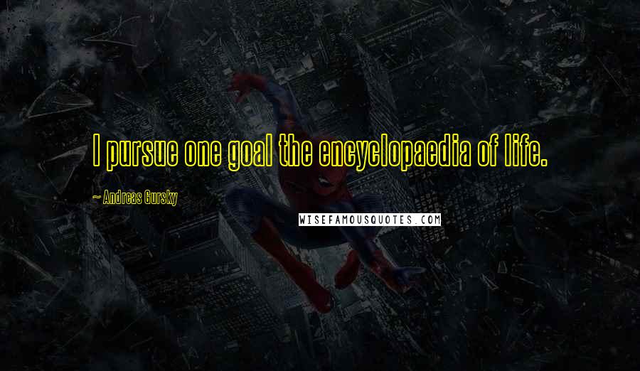 Andreas Gursky Quotes: I pursue one goal the encyclopaedia of life.