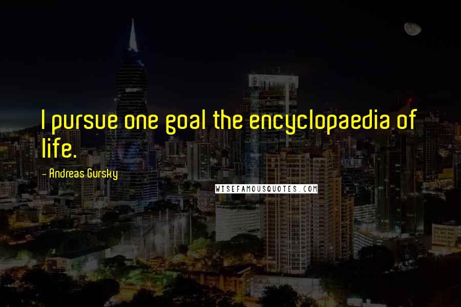 Andreas Gursky Quotes: I pursue one goal the encyclopaedia of life.
