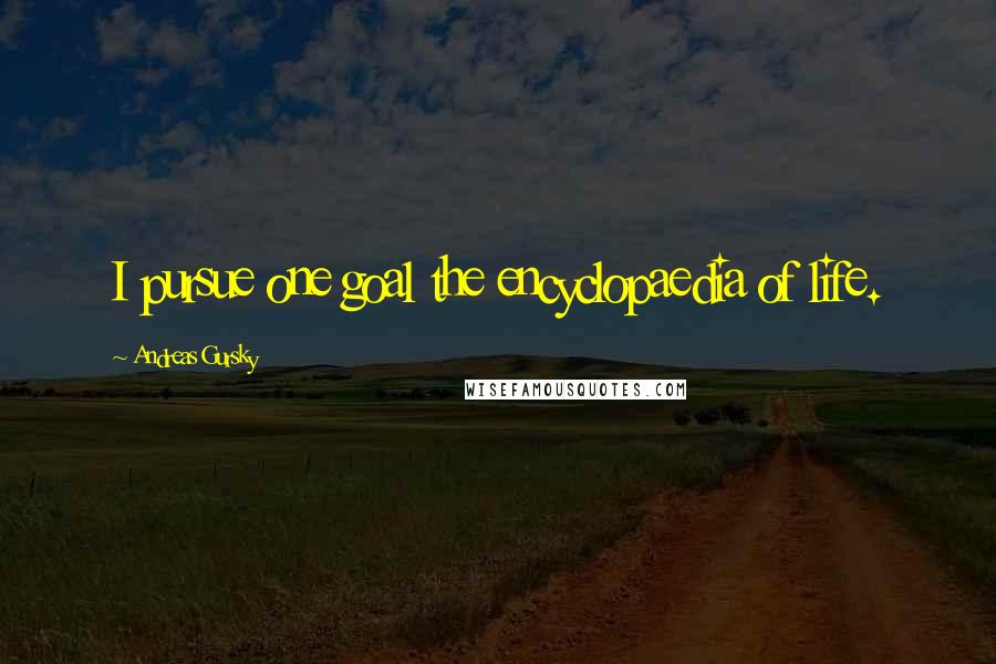 Andreas Gursky Quotes: I pursue one goal the encyclopaedia of life.