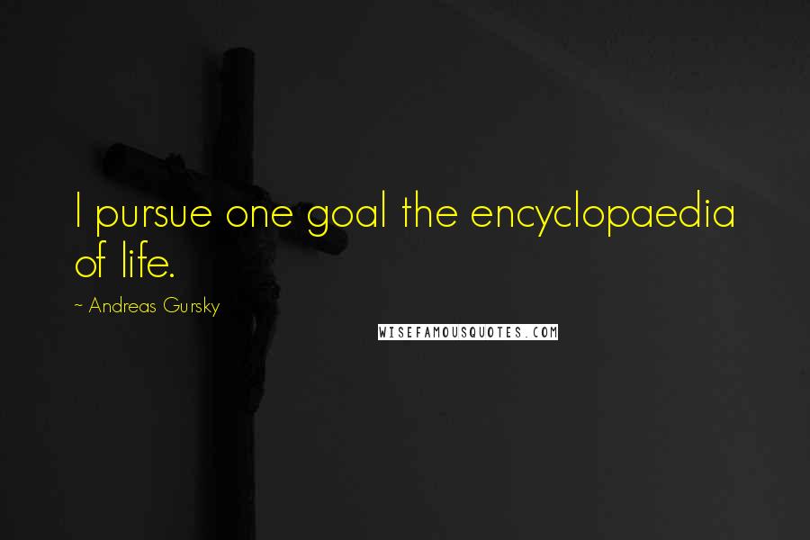 Andreas Gursky Quotes: I pursue one goal the encyclopaedia of life.
