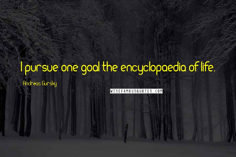 Andreas Gursky Quotes: I pursue one goal the encyclopaedia of life.