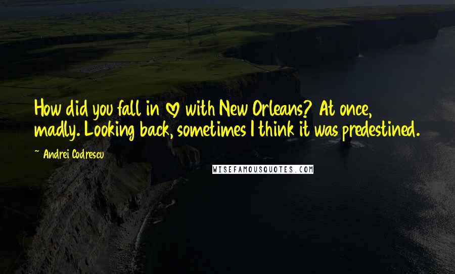 Andrei Codrescu Quotes: How did you fall in love with New Orleans? At once, madly. Looking back, sometimes I think it was predestined.