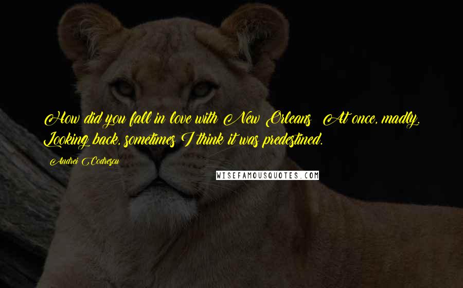 Andrei Codrescu Quotes: How did you fall in love with New Orleans? At once, madly. Looking back, sometimes I think it was predestined.