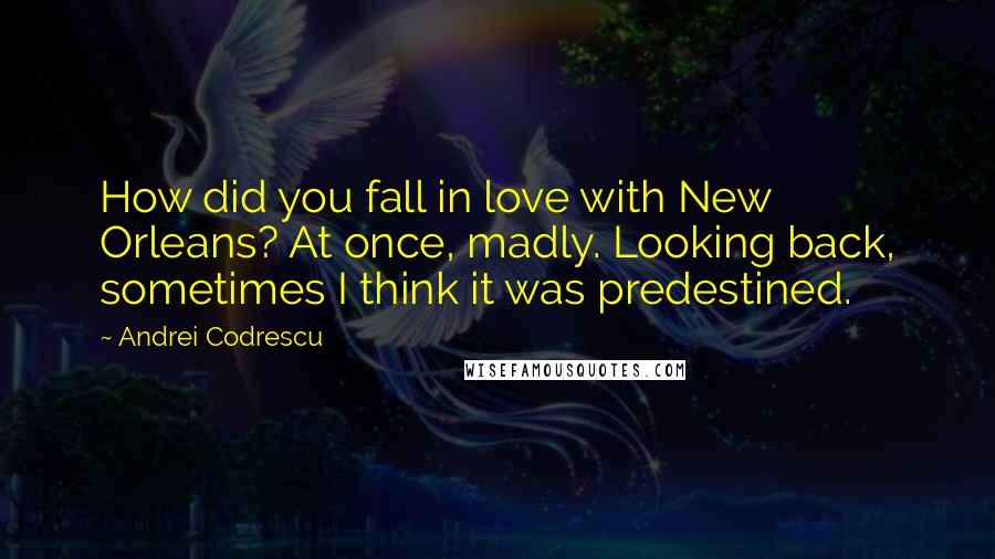 Andrei Codrescu Quotes: How did you fall in love with New Orleans? At once, madly. Looking back, sometimes I think it was predestined.