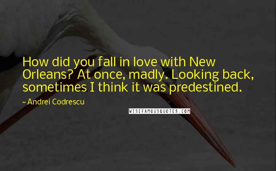 Andrei Codrescu Quotes: How did you fall in love with New Orleans? At once, madly. Looking back, sometimes I think it was predestined.