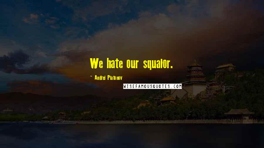 Andrei Platonov Quotes: We hate our squalor.