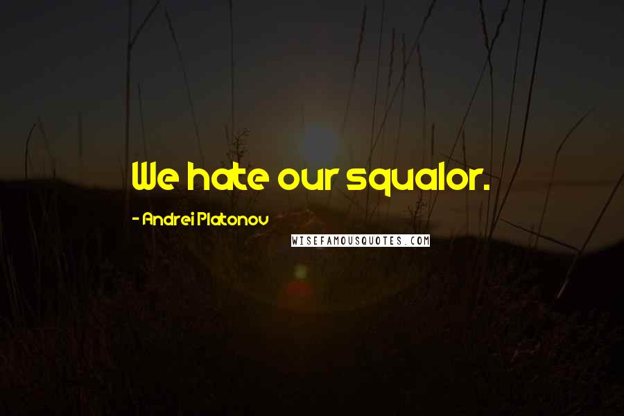 Andrei Platonov Quotes: We hate our squalor.