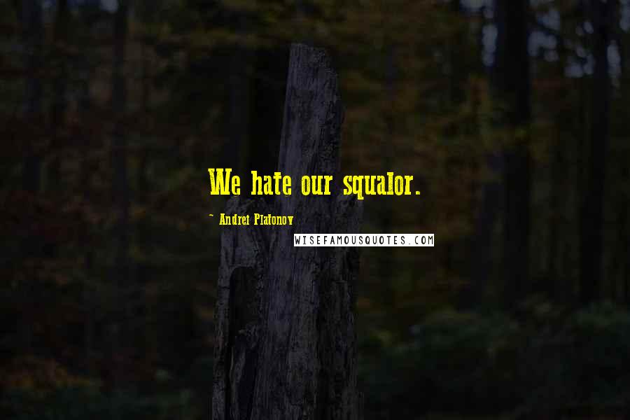 Andrei Platonov Quotes: We hate our squalor.