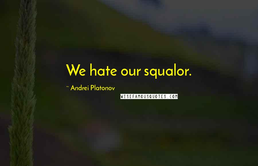 Andrei Platonov Quotes: We hate our squalor.